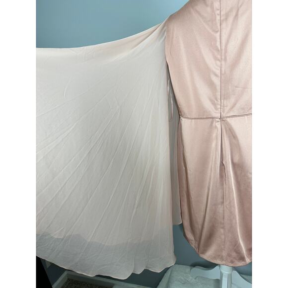 Ieena for Mac Duggal Blush Cape Sleeve V-Neck Fitted Dress 55358 Size 12 - Picture 9 of 13
